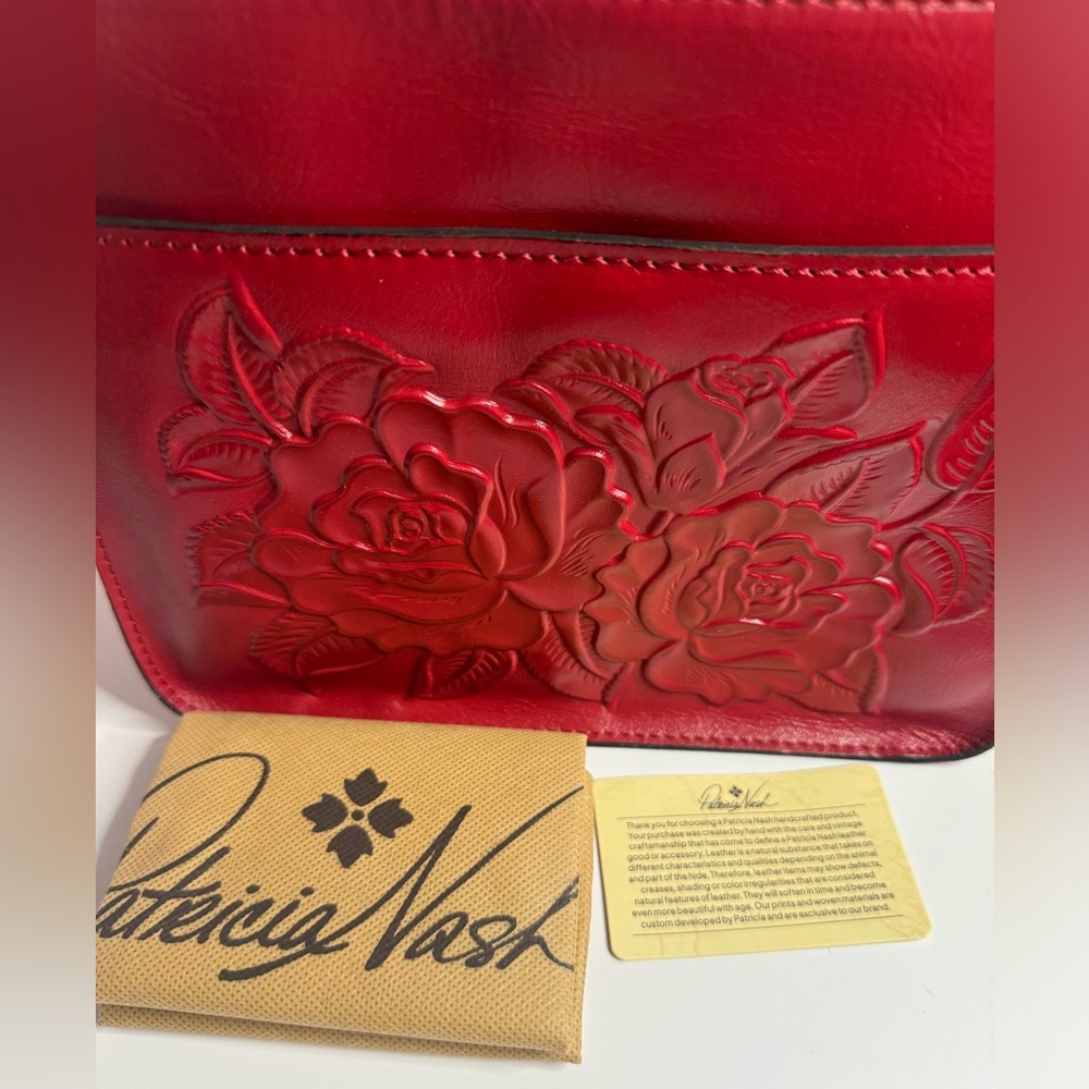 #182 Patricia Nash Vallata Burnished Rose Tooled Leather Crossbody Bag w/ DB - Picture 11 of 15